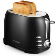 ZC5HAO Toaster 2 Slice, Retro Extra-Wide Toaster, Bagel/Defrost/Cancel Function/Removable Tray, Stainless Steel, Black