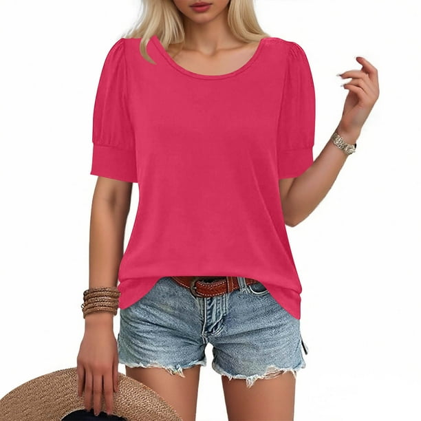 Ounisa Womens 2025 Summer Sweater Top Short Sleeve Blouses Dressy Casual Shirts Business Tops Cute Vacation Tunic