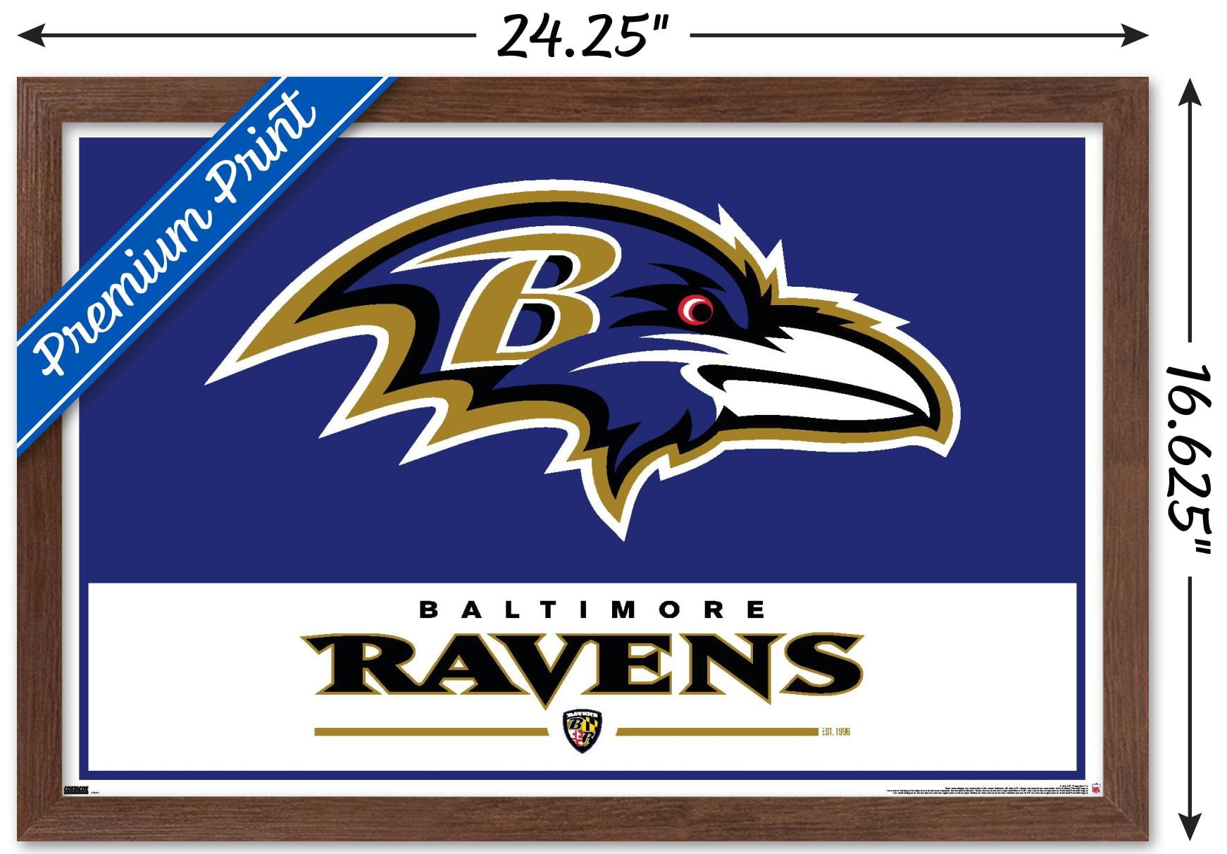 NFL Baltimore Ravens - Logo 21 Wall Poster, 14.725" x 22.375", Framed