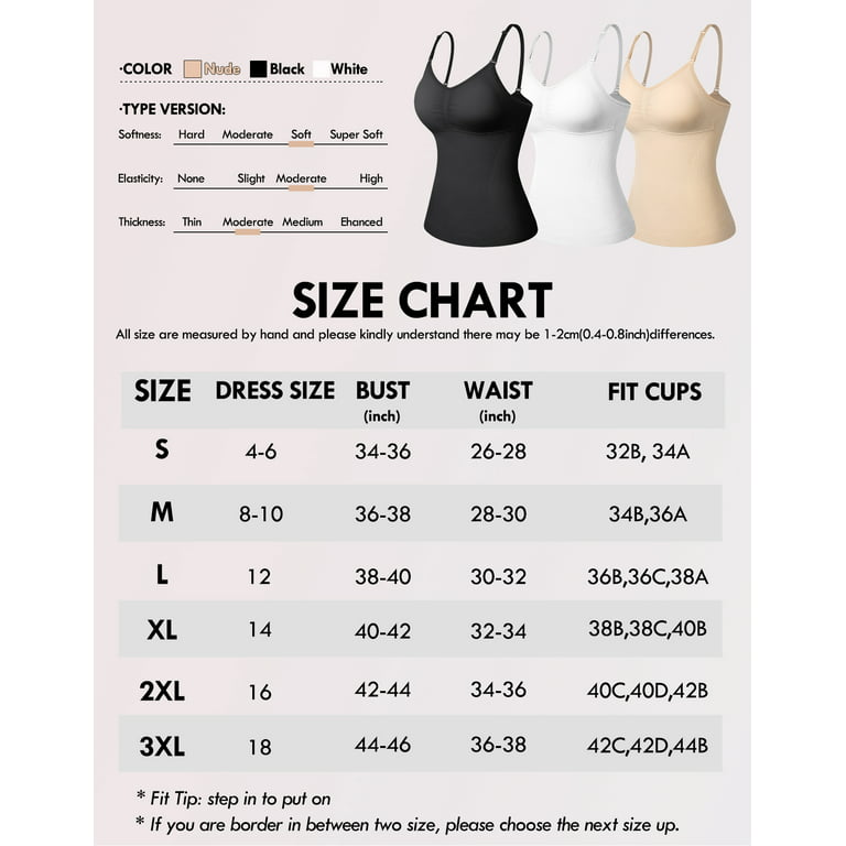 2 Packs Shapewear Camisoles with Built in Padded Bras Tummy Control  Compression Tank Tops for Women Body Shaper