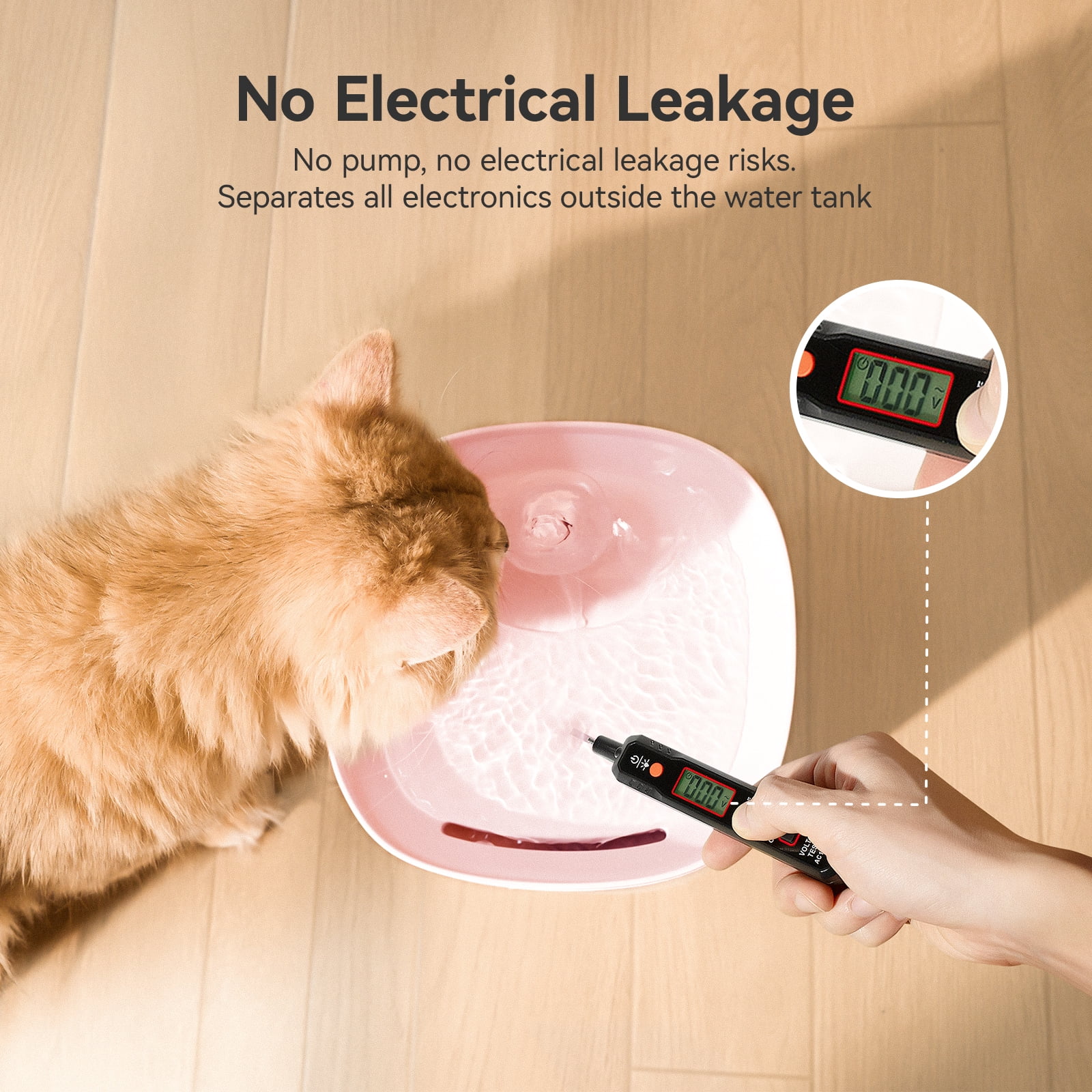 Cheerble Elfin E1 Lite Pumpless Plastic Pet Water Fountain with Filter, 2 L, Sakura Pink