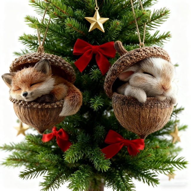 Hogar y jardín, Adornos colgantes, Adornos de resina de avellana del bosque, adornos navideños de bosque (2 piezas), Un picador