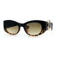 thumbnail image 4 of Womens Cheetah Emblem Classic Mod Fashion Thick Plastic Oval Sunglasses Black Tortoise - Brown, 4 of 8