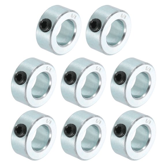 8pcs Set Screw Collars 5/8" Bore Carbon Steel Shaft Collars, 1-1/8" OD, 1/2" Width Lock Axle Collar Clamp