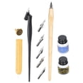 thumbnail image 2 of Calligraphy Writing Pen Set, Convinient Wood + Stainless Steel 5pcs Fountain Dip Pen Set  For Calligraphy Lover For Calligraphy Tool For Friends For Students 1#,2#,3#, 2 of 8
