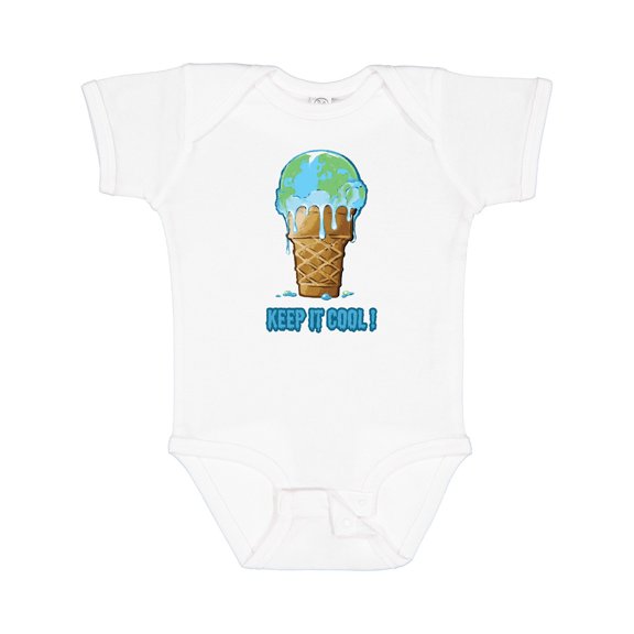 Inktastic Keep It Cool Melting Earth Ice Cream Cone Boys or Girls Baby Bodysuit