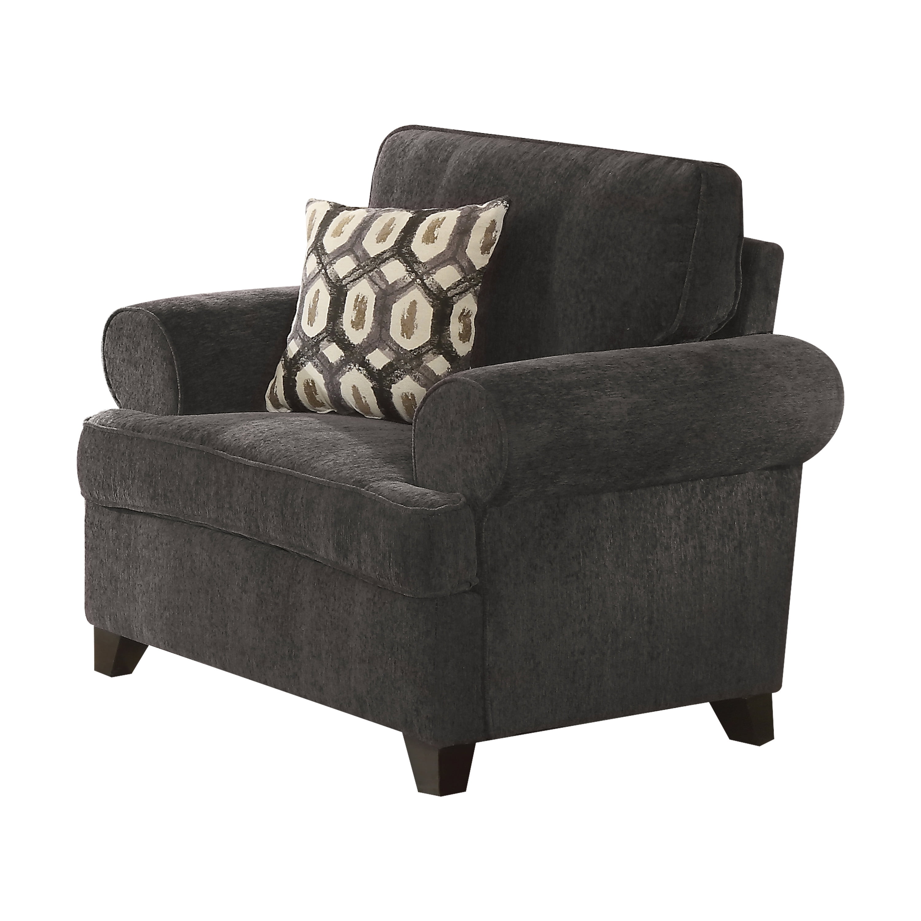 Acme Alessia Dark Gray Chenille Arm Chair with 1 Pillow