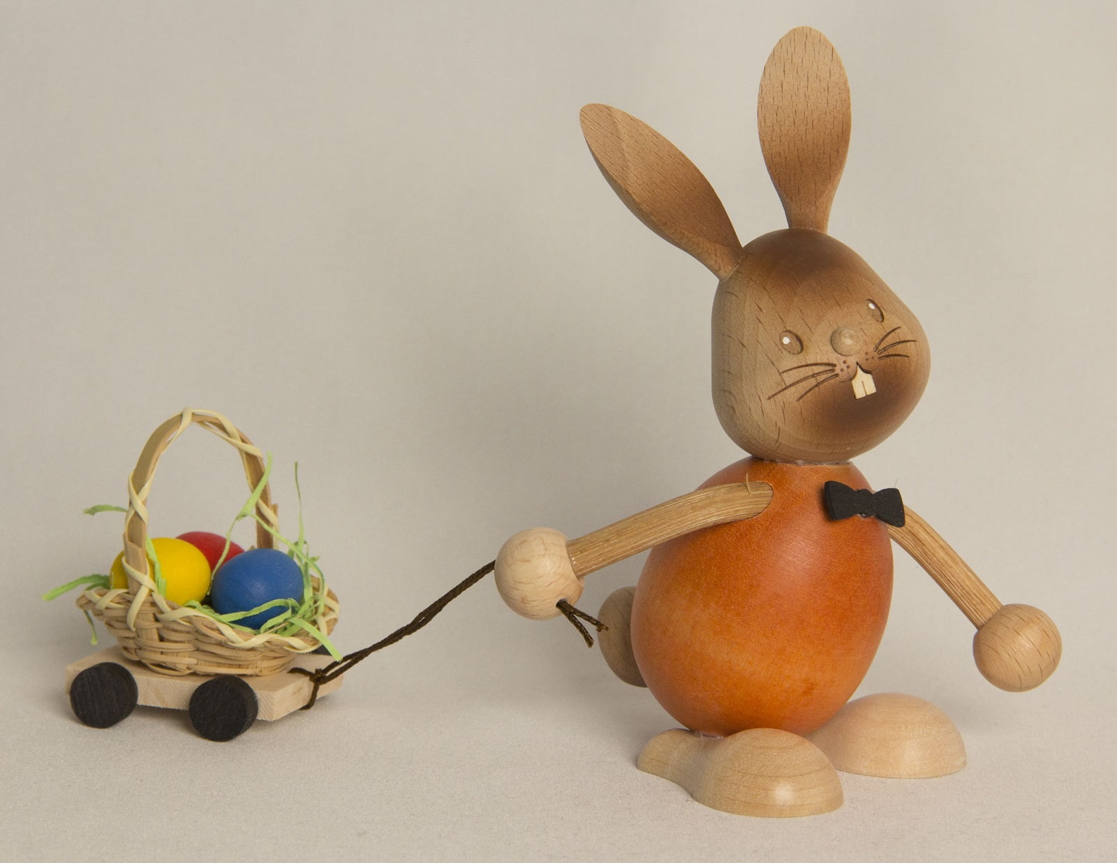 Easter Bunny Rabbit with Egg Cart German Wooden Figurine Made