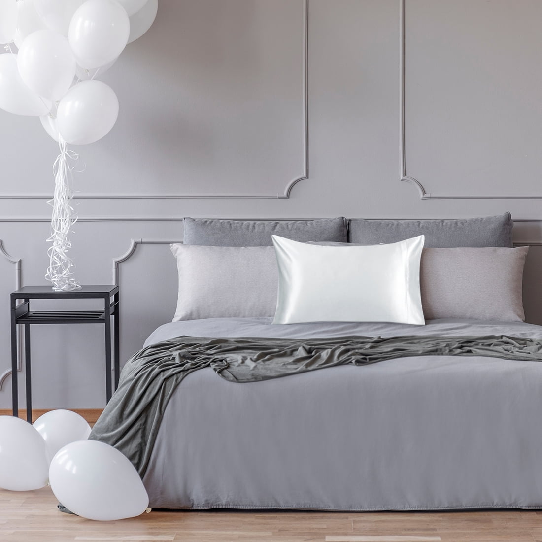 Unique Bargains Silk Pillowcase for Hair 1Pcs Silver Gray Standard