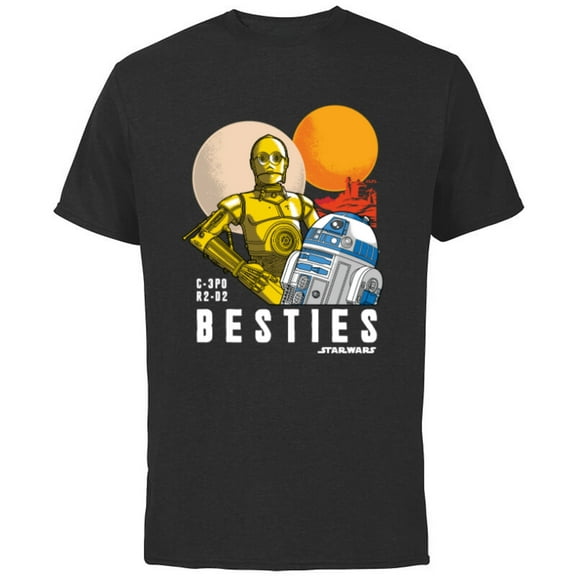 Star Wars C-3PO and R2-D2 Tatooine Droid Besties - Short Sleeve Cotton T-Shirt for Adults - Customized-Charcoal