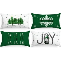 Christmas Throw Lumbar Pillow Covers 12x20 Set of 4, Merry Christmas Xmas Winter Decorative Holiday Cushion Pillow Cases 12 x 20 for Farmhouse Home House Room Couch Decor (Green)