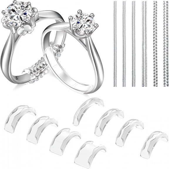 DESIGNICE 2026 New Ring Sizers for Loose Rings,14Pcs Invisible Ring Size Adjuster Silicone,Ring Guards Spacer Tightener Resizer Fitter,Make Ring Smaller Without Resizing Thick Band(Transparent-14Pcs)