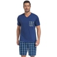 thumbnail image 7 of Iceglad Mens Pajamas Set Lightweight Summer PJs for Men, Soft Breathable Short Sleeve Sleepwear with Plaid Shorts, Quick Dry Moisture Wicking Lounge Set with Pockets, 7 of 7