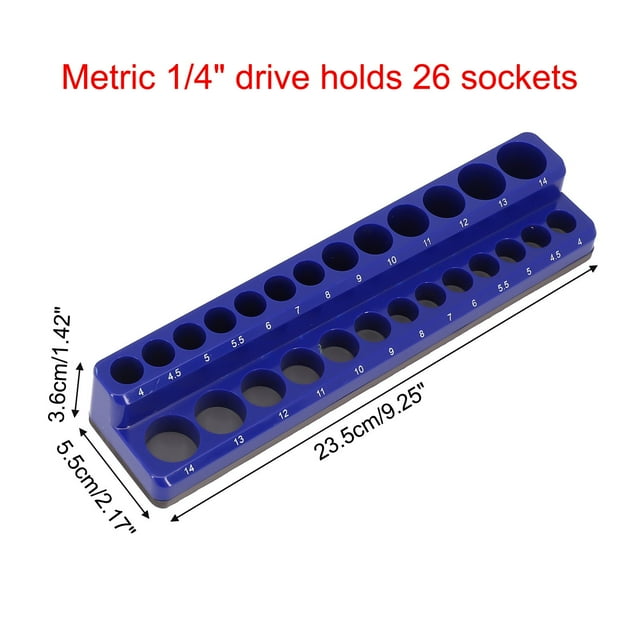 Bgsha Magnetic Socket Organizers Socket Holder 1/2 3/8 1/4Drive Holds Organizer Metric
