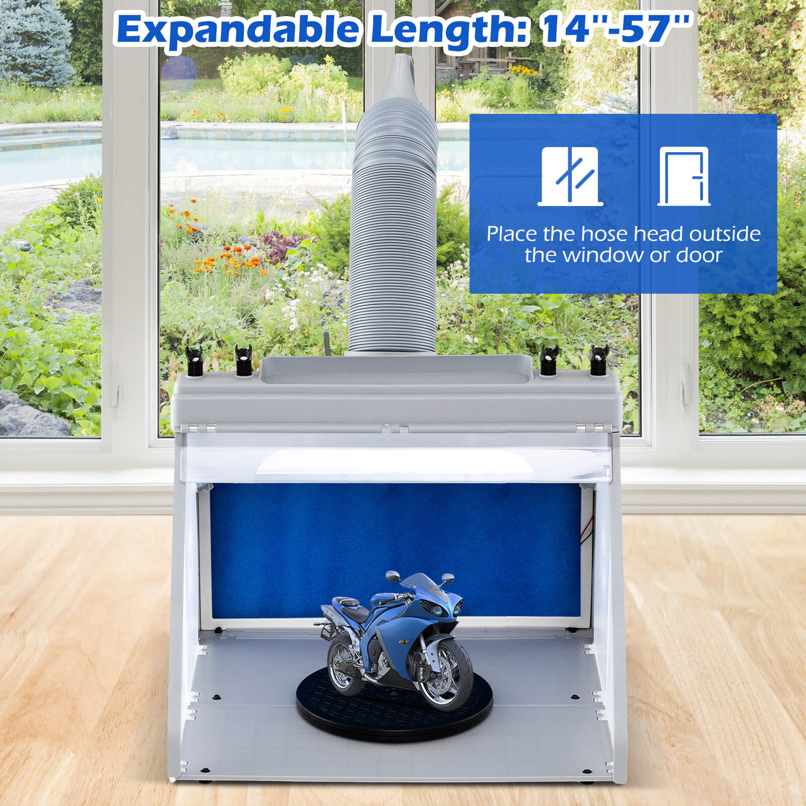 Costway Portable Airbrush Spray Booth Kit with 3 LED Lights Turntable & Spray Gun Holders