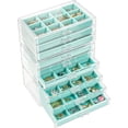 thumbnail image 1 of Caja Organizador para Joyas Pendiente, Acrílico Bandeja Apilable Joyero Transparente para Arete Pulsera Collar Anillo Colgante Broches Estuche Joyería Cajon Terciopelo -Azul, 6 Capas, 1 of 7