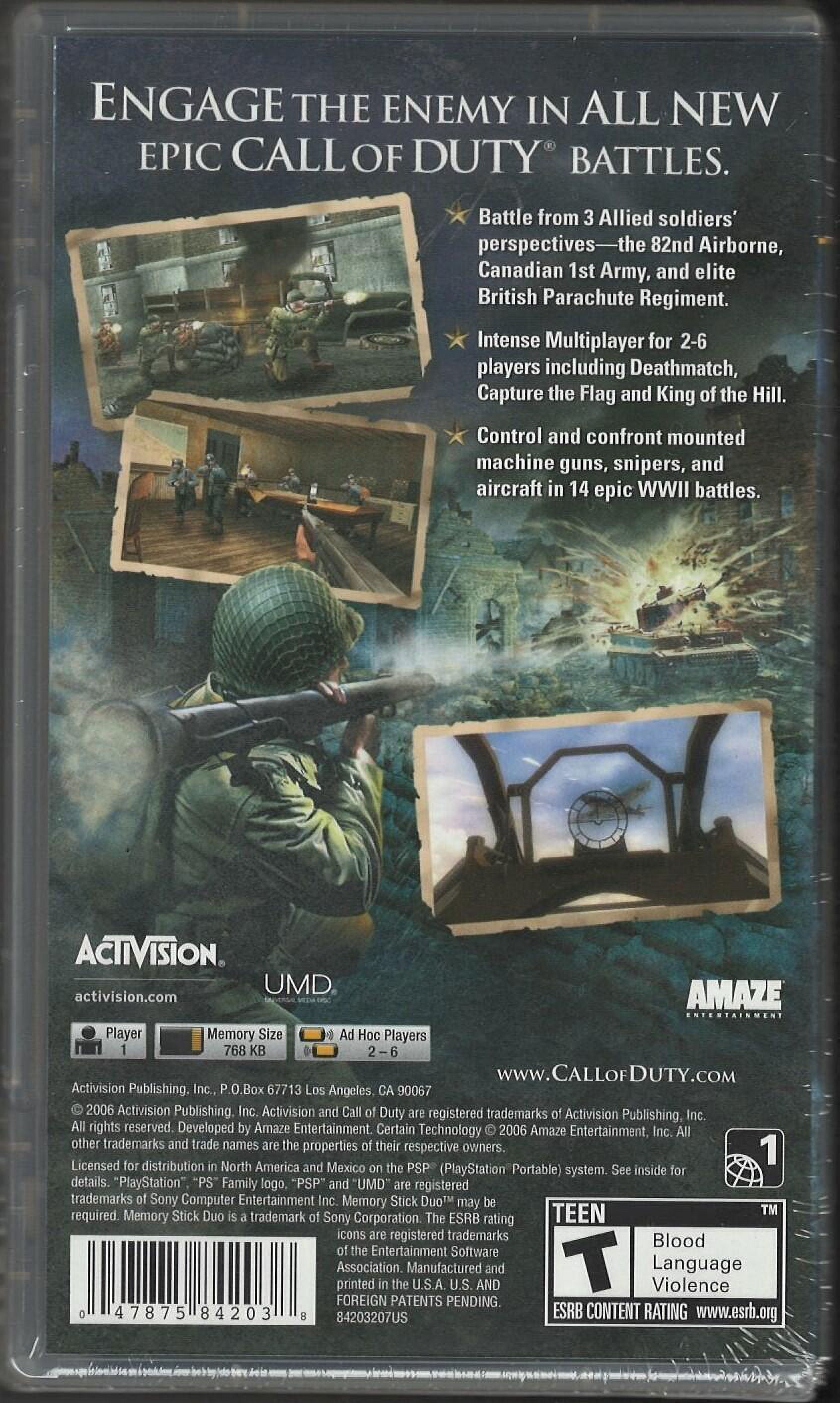 Call Of Duty: Roads To Victory (Favorites) PSP (Brand New Factory Sealed US  Vers