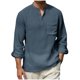 thumbnail image 1 of Camisetas de Manga Larga Casual Color Sólido Botón de Cuello Redondo Detalle Camiseta Suave para Deportes Primavera Diaria, 1 of 6