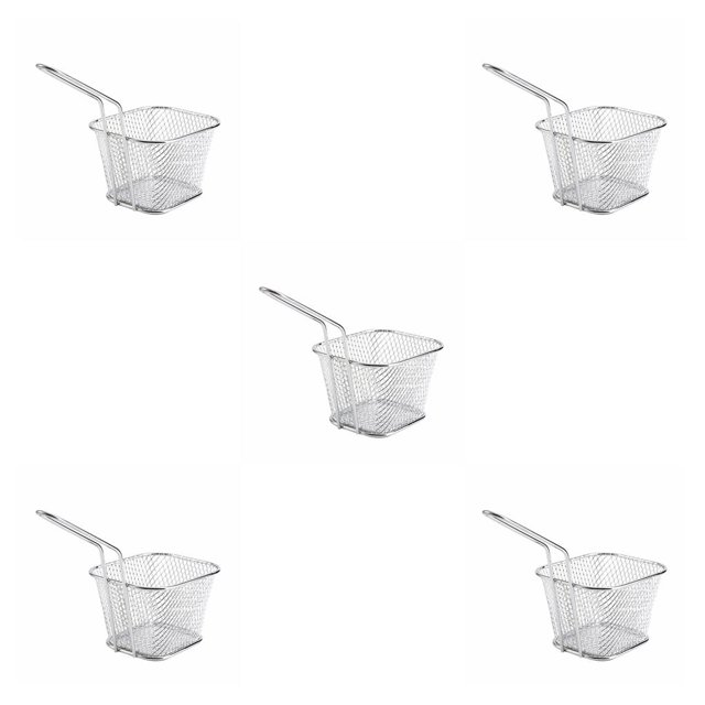 jesticaly French Fries Baskets Mesh Restaurant Vegetables Kitchen Supply Multi-function Baking Tool Onion Rings Lightweight Silver 10.5*8.5*6.5cm 5Set