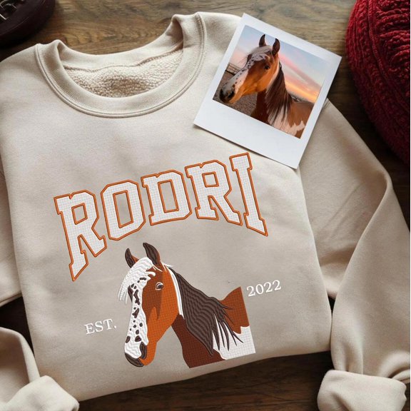 Pet Embroidered Embroidered Horse Custom Horse Face Embroidered From Photo, Pet Lovers Gift, Sweatshirt