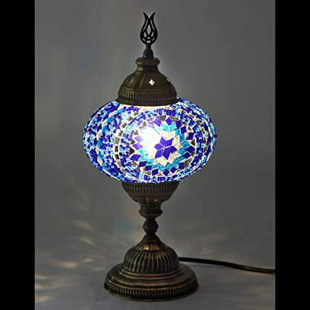 

(31 Models) Mosaic Lamp - Handmade Turkish 7 Globes Mosaic Sconce Lamp/Wall Light Stunning Moroccan Style Mosaic Lantern Bronze Wall Lamp for Room Decoration (Indigo)