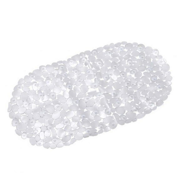 Bathroom Shower Mat Pebbles Bath Tub Non Slip Safety Mat with Rubber Suction Cup(White)
