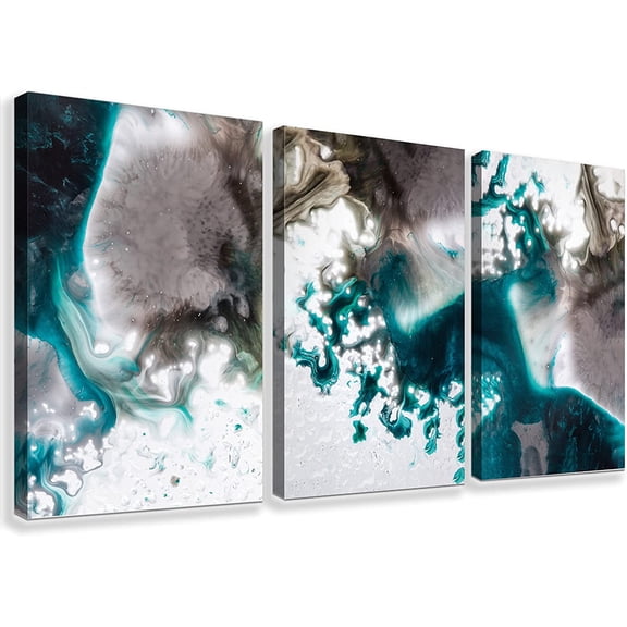3 Pieces Canvas Wall Art Wall Decor for Bedroom Gray Blue And White Cloud Abstract Wall Art for Living Room Painting Pictures Modern Home Decor Print Poster Hanging Artwork (12X16)
