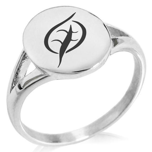 Stainless Steel Elemental Earth Nation Minimalist Oval Top Polished Statement Signet Ring