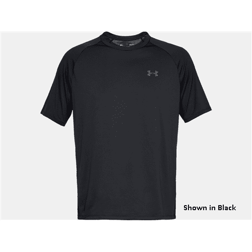 Under Armour Men's Relaxed Fit Moisture Wicking Tech Tee Shirt, 1326413 (Black Heather (002), S)