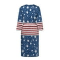 thumbnail image 4 of Yuyamidu American Flag Robe Womens 3/4 Sleeve Robes for Women Bathrobe Knee Length Nightgowns Size XL Comfy Sleepwear Soft Dressing Gown with Waist Belt, 4th of July, 4 of 7