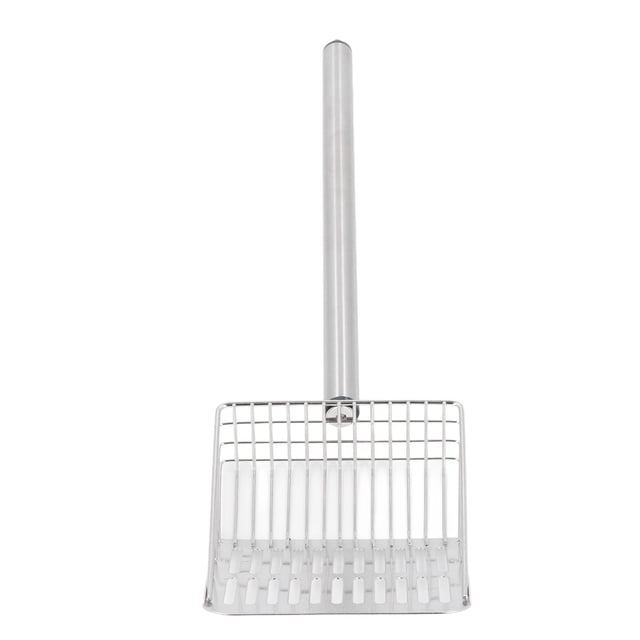 Metal Cat Litter Scoop, Long Handle Design, Rustproof and Sturdy, Efficient Particle Separation, Versatile Cleaning Tool for Pet Feces, Made with 304 Stainless Steel, Hygienic