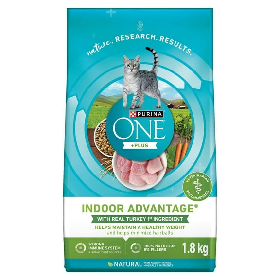 Purina ONE +Plus Indoor Advantage Turkey, Dry Cat Food, 1.8-7.2 kg