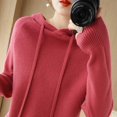 thumbnail image 2 of Pull à Capuche pour Femmes, Pull Tricoté Ample, Bas Confortable Uni, Grande Taille, Automne, Hiver, 2 of 5