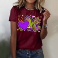 thumbnail image 4 of TSADFHJI Hauts Femmes Manches Courtes Femmes Décontracté Mardi Impression Chemises Col Rond Manches Courtes Tee Tops Tunique Blouse TTG Rouge, 4 of 5
