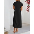 thumbnail image 3 of Merokeety Womens Summer Maxi Dress V Neck Collared Vacation T Shirt Long Dresses Black 2xl, 3 of 8