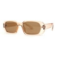 thumbnail image 2 of Womens Translucent Mod Oval Retro Narrow Rectangle Plastic Sunglasses Peach Brown, 2 of 4