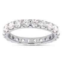 AFFY 2CT Moissanite Diamond Full Eternity Stackable Wedding Band Ring in 10K Solid White Gold Jewelry For Women-4