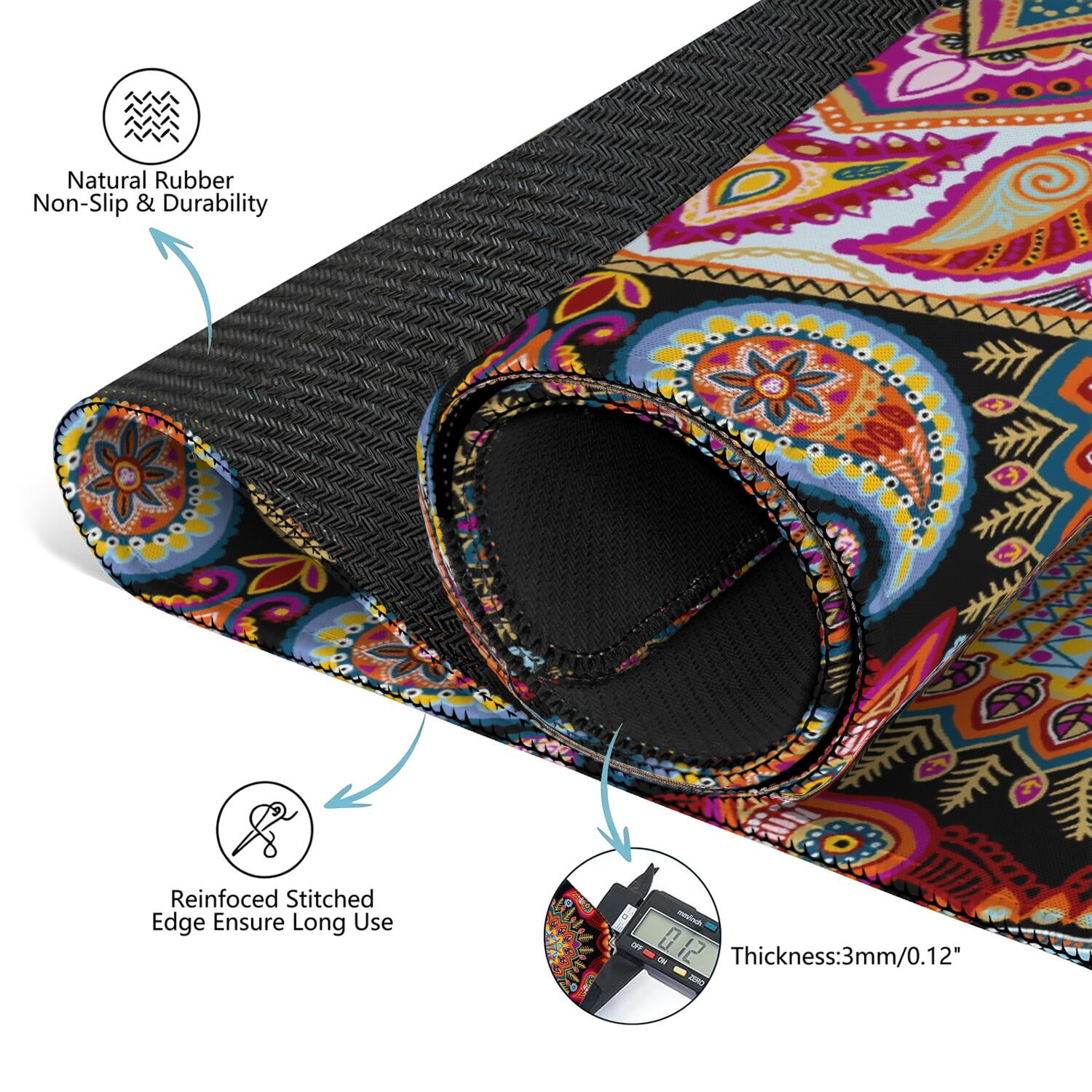 Paisley Mahjong Mat for Table, 31.5*31.5in Anti Slip American Mahjong Table Cloth, Noise Reduction, Neoprene Mah jongg Mat with Carrying Bag & 3 Dices, Mahjong Accessories Gift, Board Tile Games Mats
