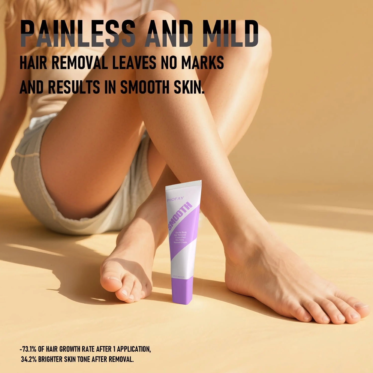 PHOFAY Hair Removal Cream, Gentle Body Hair Remover Cream for Smooth, Soft-Looking Skin, Easy At-Home Hair Removal