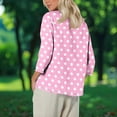 thumbnail image 5 of EchfiProm Cotton Linen Tops for Women Fall Shirts Long Sleeve Blouse Loose Polka Dot Crew Neck Womens Pink, 5 of 8
