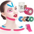 thumbnail image 2 of Breathable Cotton Facial Tape 2-Pack Skin Color Pink Blue Green Black 5 Meter Roll Waterproof Elastic Support, 2 of 8