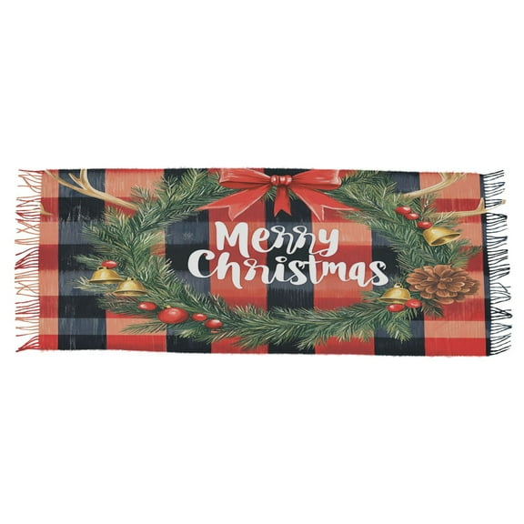 BZSMCE Women Scarf Red and Black Plaid with White Christmas Simple Pattern Soft Warm Long Large Scarves