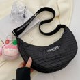 thumbnail image 4 of Bolso bandolera para mujer Bolso de hombro plisado de lona Color sólido con colgante (Negro), 4 of 8
