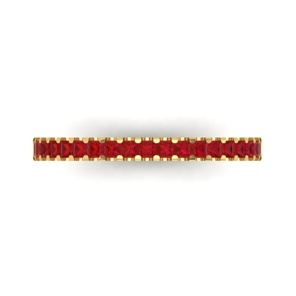 0.285 ctw Wedding Band for Women - 18K Yellow Gold Simulated Ruby Stackable Eternity Ring