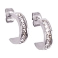 thumbnail image 1 of Aretes Mujer con Zirconia Cúbica LuckyLy, Arracadas de Acero Inoxidable de Media Luna, Modelo Dara plateado UNITALLA, 1 of 8