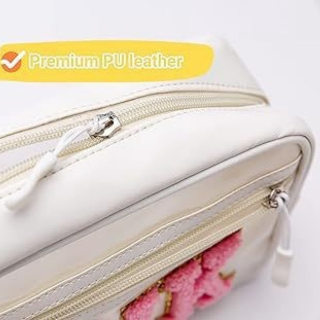Cute Colorful Chenille Cosmetic Bag Transparent PVC Makeup Travel Toiletry Organizer