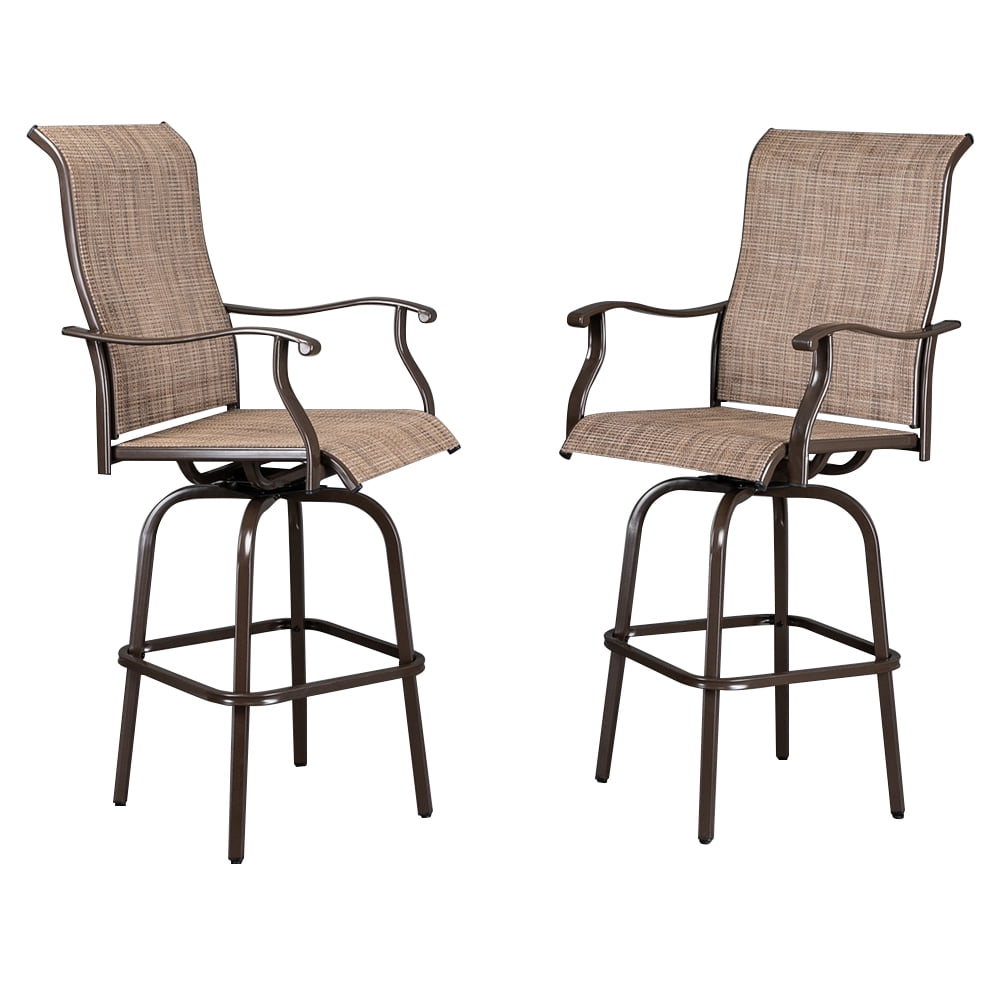 Outdoor Swivel Bar Stools Set Of 2 Patio Bar Chair Padded For Bistro