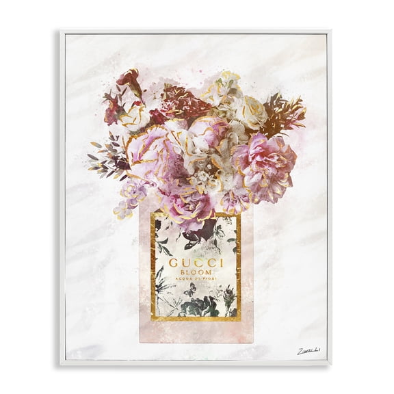 Stupell Industries Art Deco Floral Bouquet Fashion Bag White Framed Giclee Art, 16 x 20, by Ziwei Li