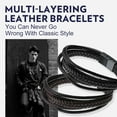 thumbnail image 3 of Bandmax Braided Leather Bracelet for Men Multi-layer Cuff Bangle Bracelet for Birthday Valentine's Father's Day Gift, 3 of 8