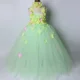 thumbnail image 4 of Vestido de tutú verde claro para niña con flores, vestido de fiesta de cumpleaños para boda para niña, vestido de baile para niña, vestido de princesa de hadas con flores de tul, 4 of 5
